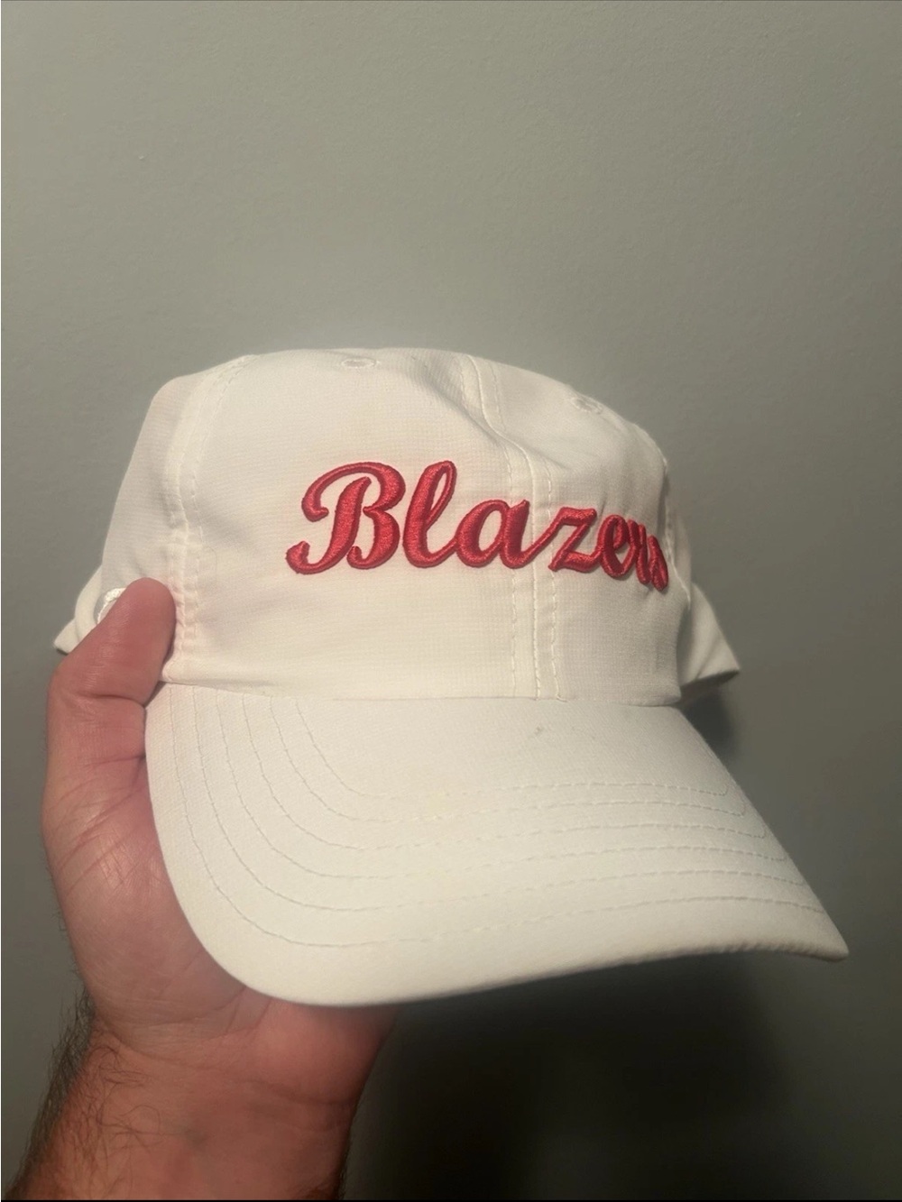 Valdosta State Golf White Baseball Cap with Red "Blazers" Embroidery